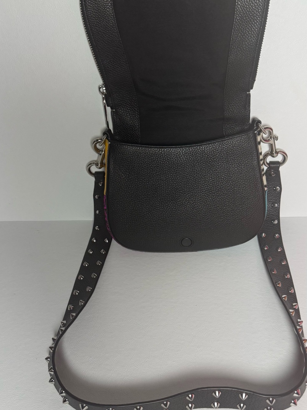 Marc Jacobs Nomad Removable Crossbody Saddle Bag - Black Spiked Strap - Picture 2 of 8